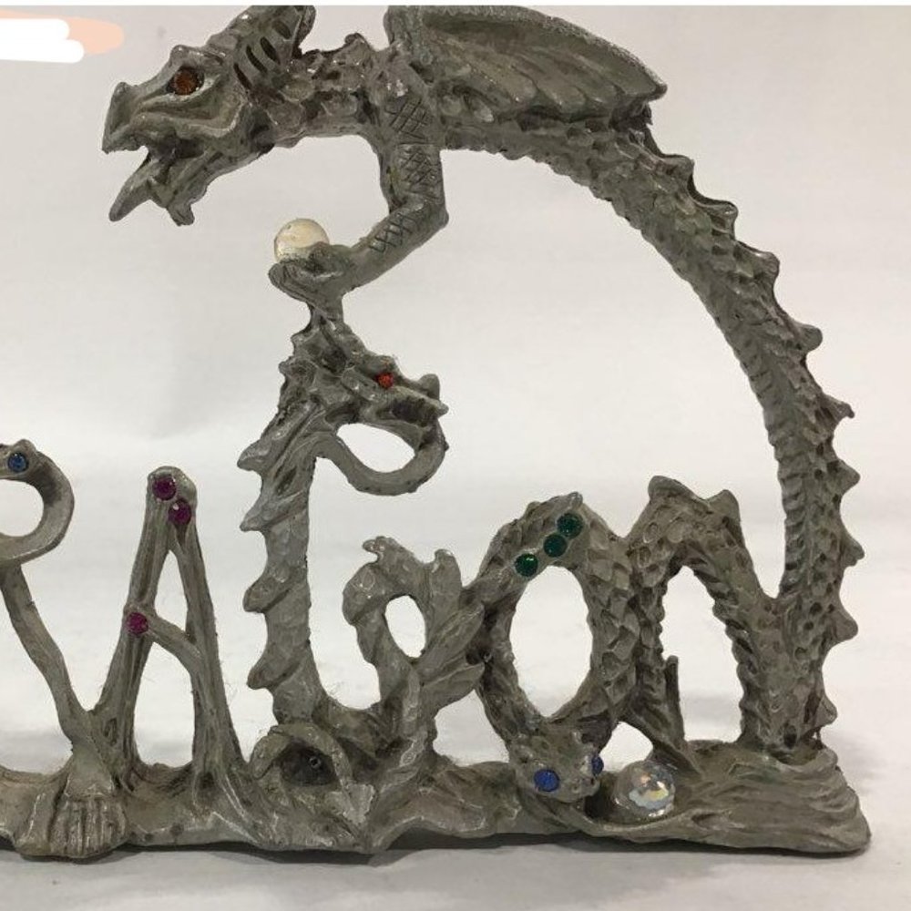 Vintage Dragon Word Figurine with Austrian Crystals by Sunglo in 1998